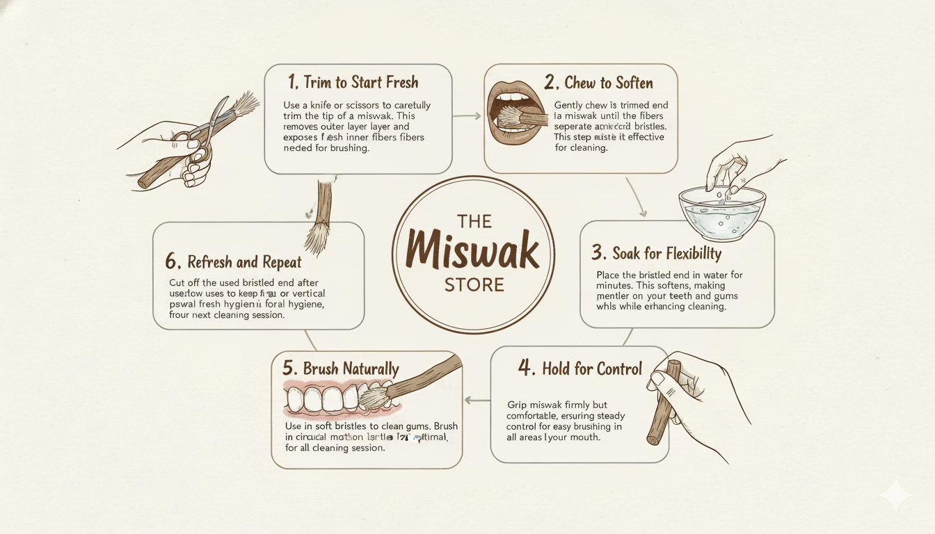 How to Use Miswak Stick for oral care?